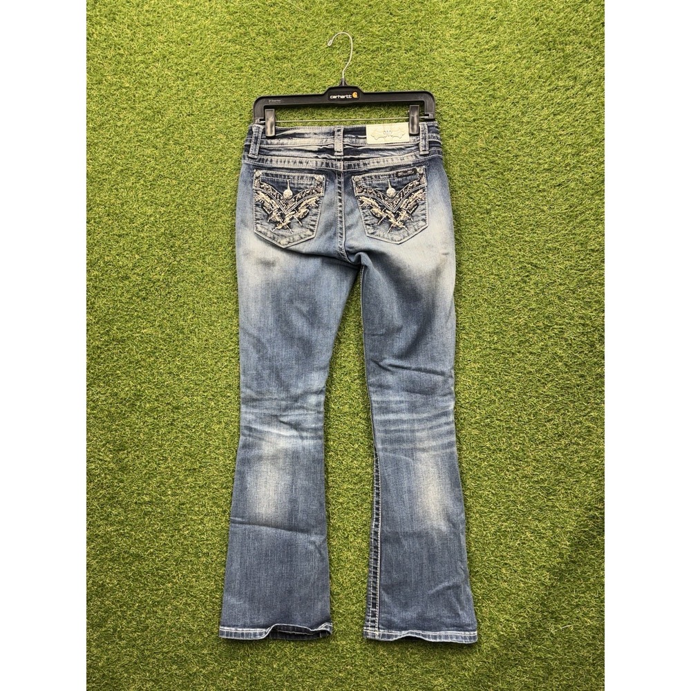 Miss Me Jeans Womens 26 Mid Rise Easy Boot Stretch Embroidered Dark Wash JK6212B